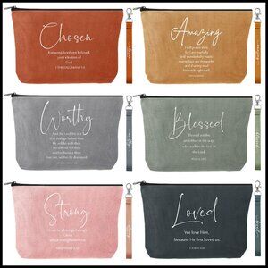 Christian Religious Makeup Bags Bible Verse Lanyard Keychain Set Inspirational
